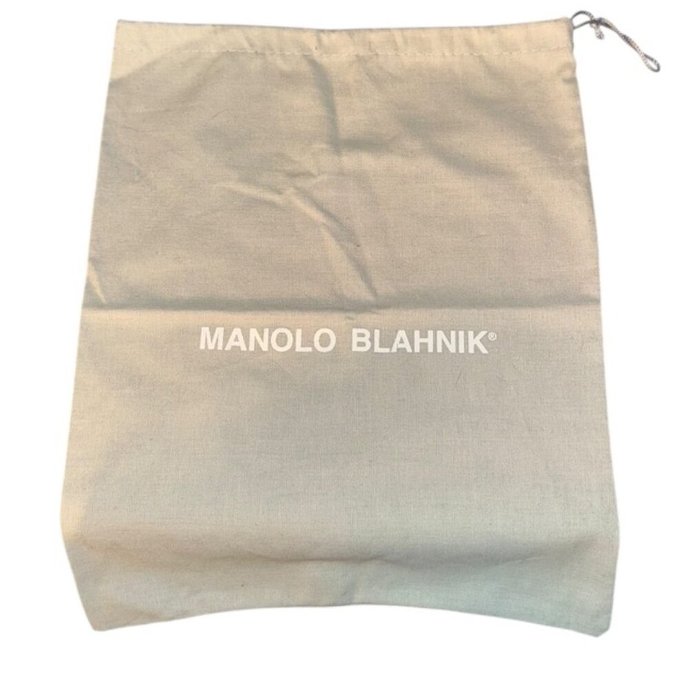 manolo blahnik gray canvas cotton drawstring shoe dust bag 10x13"